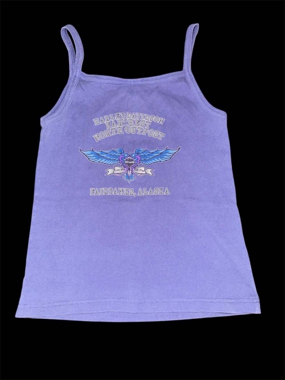 Vintage 90’s Harley-Davidson blue Floral Logo Spaghetti-Strap Tank - Picture 2 of 2